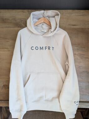 Comfrt Hoodie Mens Medium Light Tan Fleece Lined Heavyweight Long Sleeve NWT